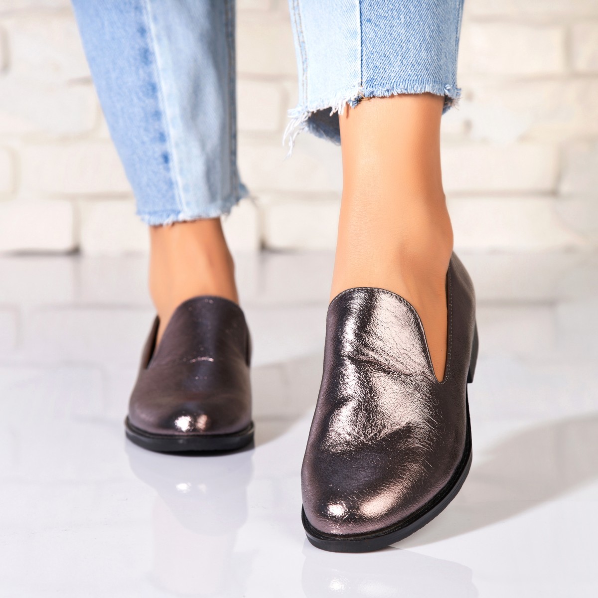 Poze Pantofi dama casual Bronz din Piele Ecologica Anavi