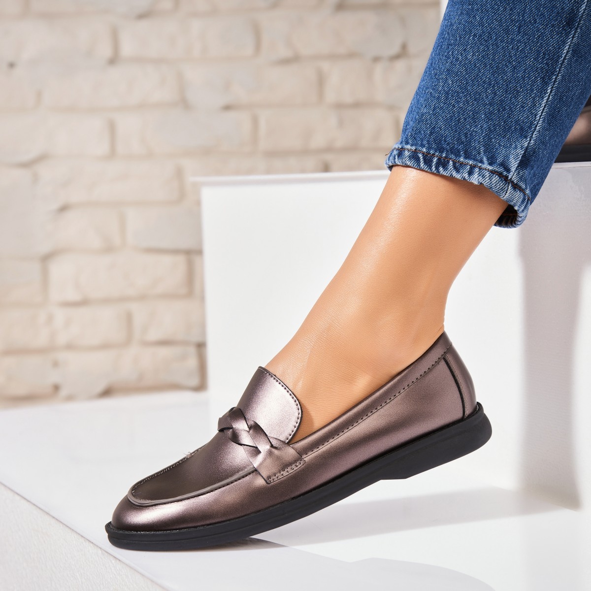 Poze Pantofi dama casual Bronz din Piele Ecologica Osmara