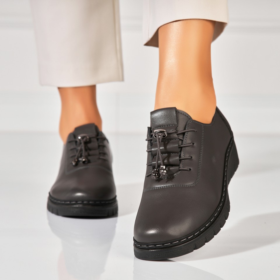 Poze Pantofi dama casual Gri din Piele Ecologica Ettel