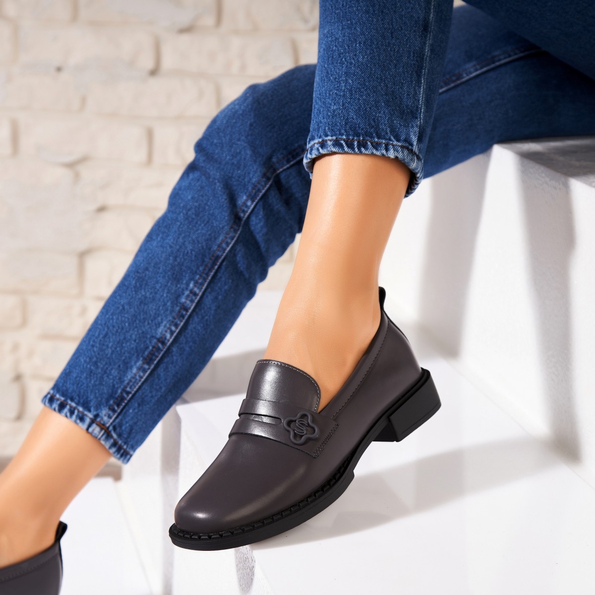 Poze Pantofi dama casual Gri din Piele Ecologica Syan