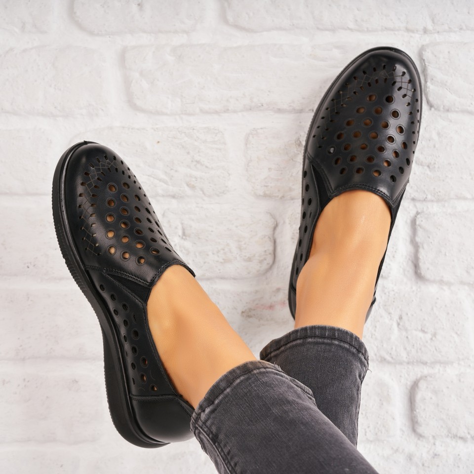 Pantofi dama casual Negri din Piele Ecologica Casho A4802