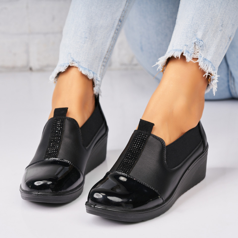 Poze Pantofi dama casual Negri din Piele Ecologica Ekum