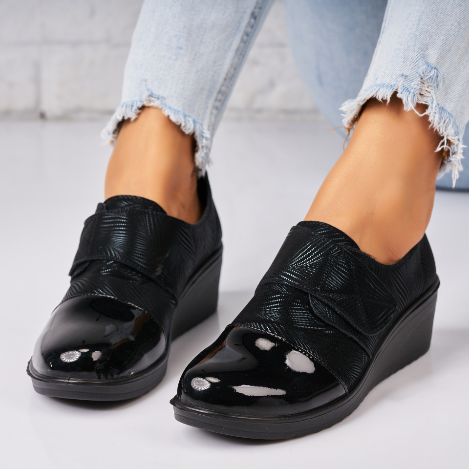 Poze Pantofi dama casual Negri din Piele Ecologica Intoarsa Caprhi