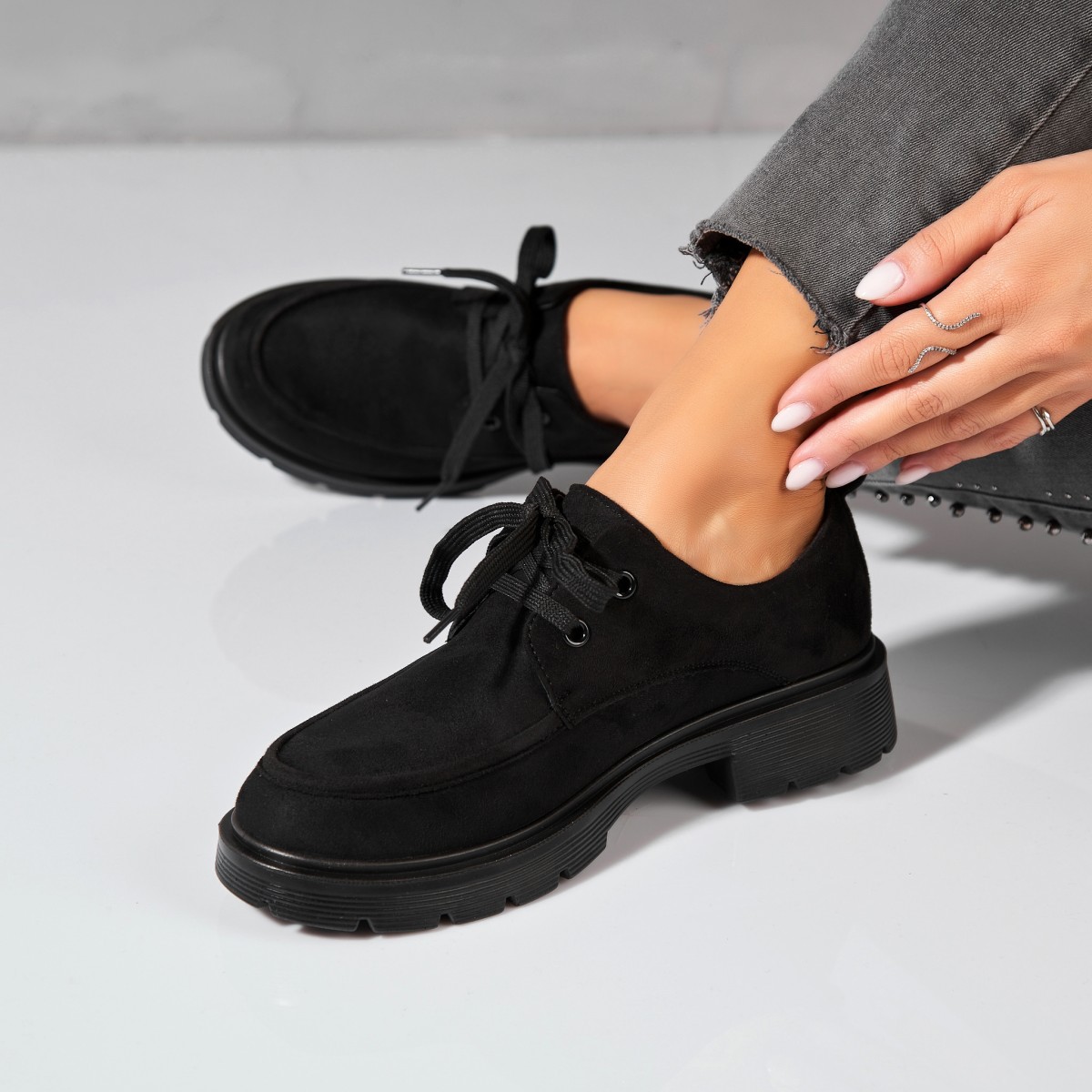 Poze Pantofi dama casual Negri din Piele Ecologica Intoarsa Dalina2