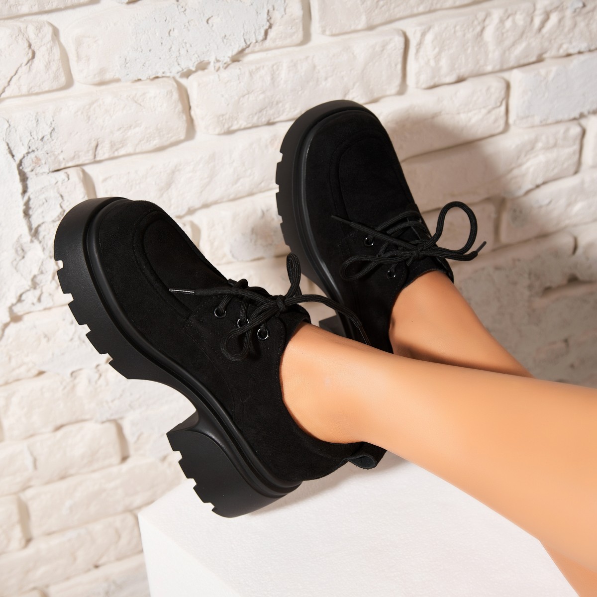 Poze Pantofi dama casual Negri din Piele Ecologica Intoarsa Kaice