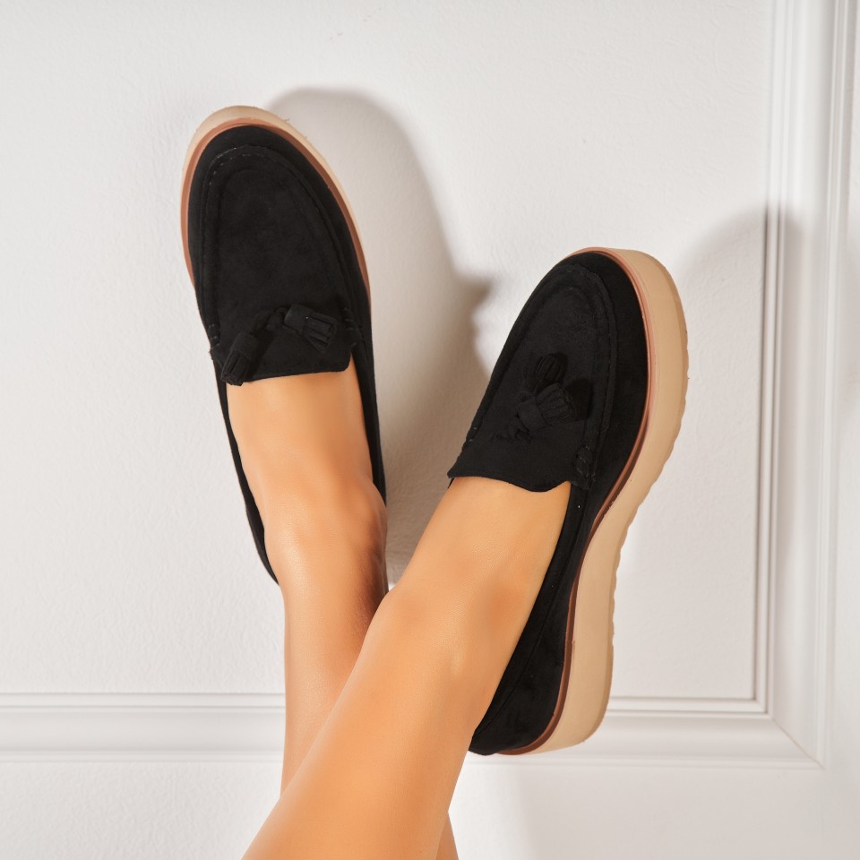 Poze Pantofi dama casual Negri din Piele Ecologica Intoarsa Kelis