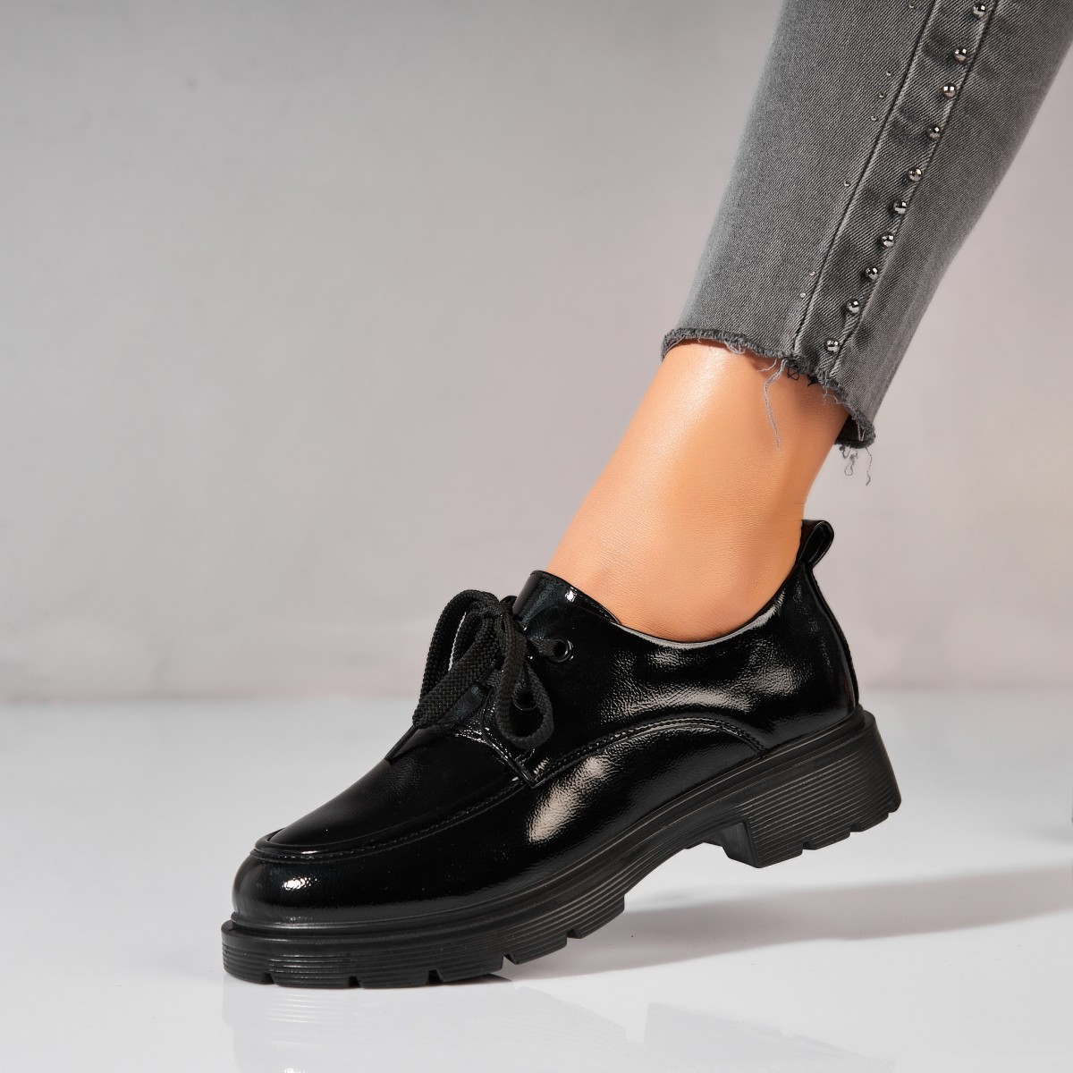 Poze Pantofi dama casual Negri din Piele Ecologica Lacuita Dalina3