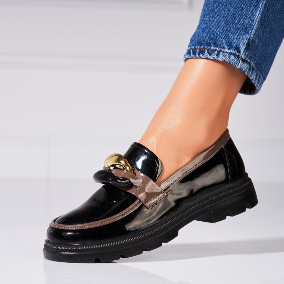 Poze Pantofi dama casual Negri din Piele Ecologica Lacuita Maela