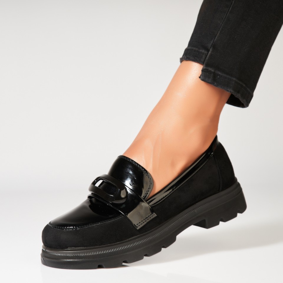 Poze Pantofi dama casual Negri din Piele Ecologica Lacuita Ruway2