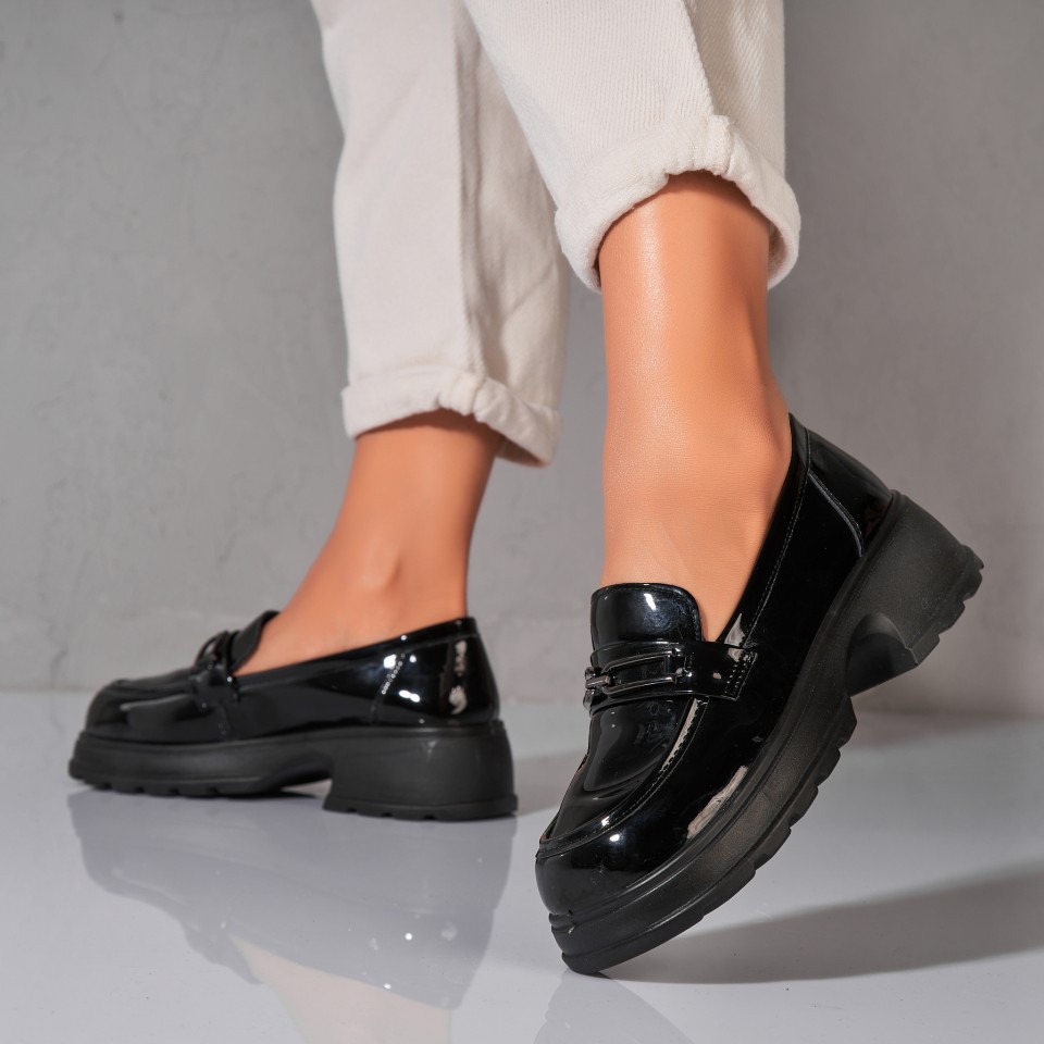 Poze Pantofi dama casual Negri din Piele Ecologica Lacuita Zaya
