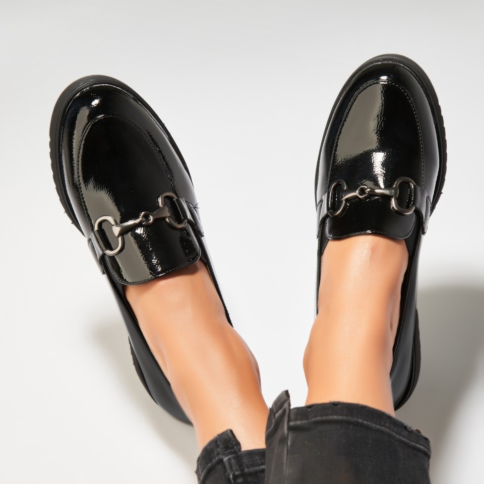 Poze Pantofi dama casual Negri din Piele Ecologica Lacuita Zuriya