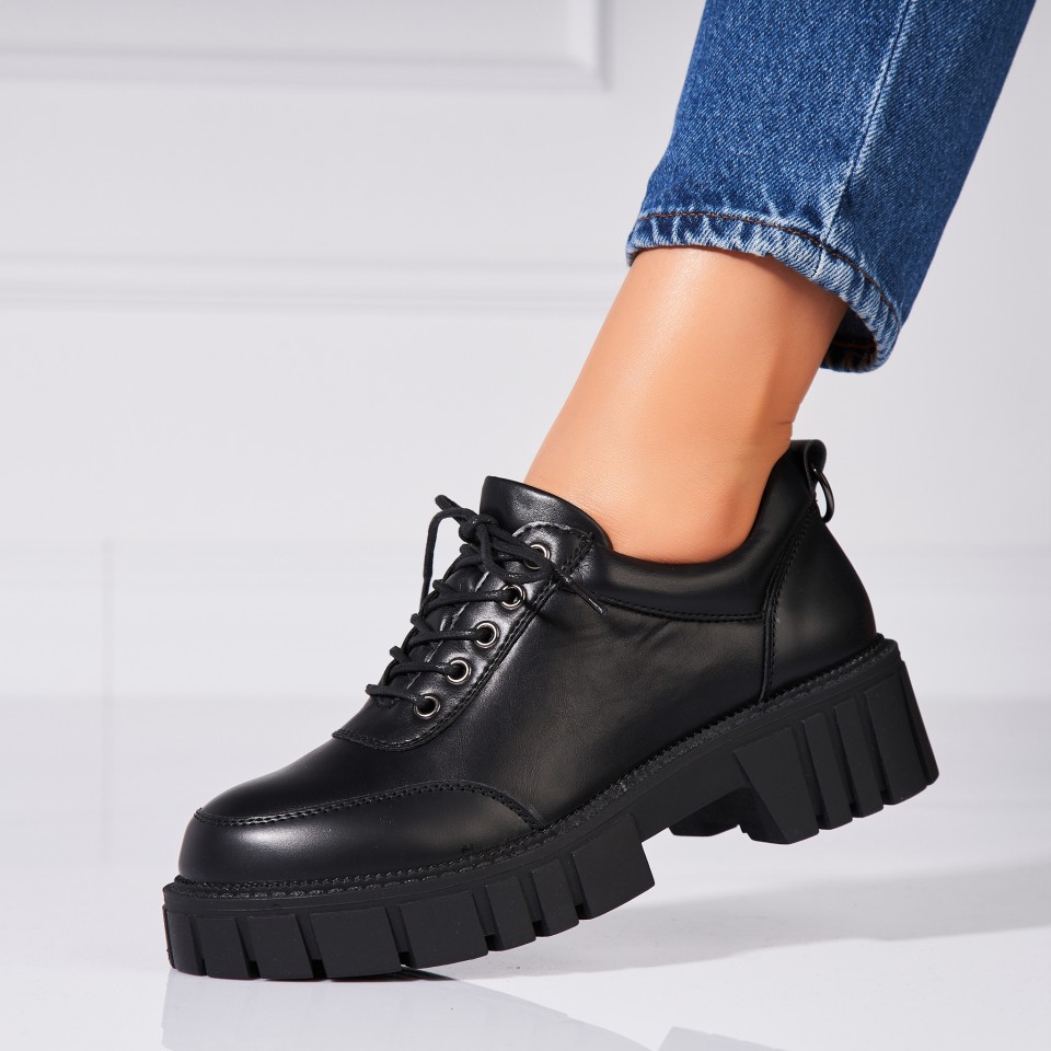 Poze Pantofi dama casual Negri din Piele Ecologica Lavina