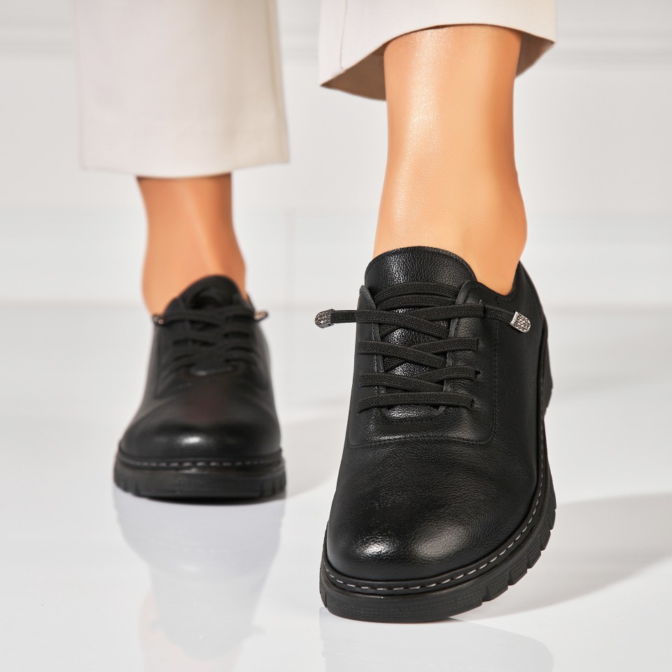 Poze Pantofi dama casual Negri din Piele Ecologica Peony