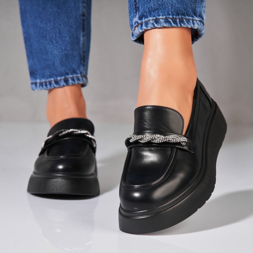 Poze Pantofi dama casual Negri din Piele Ecologica Rena