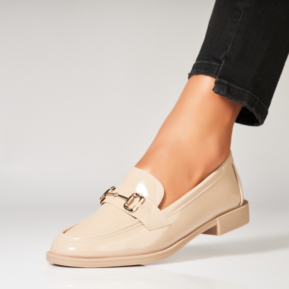 Poze Pantofi dama casual Nude din Piele Ecologica Lacuita Shreya