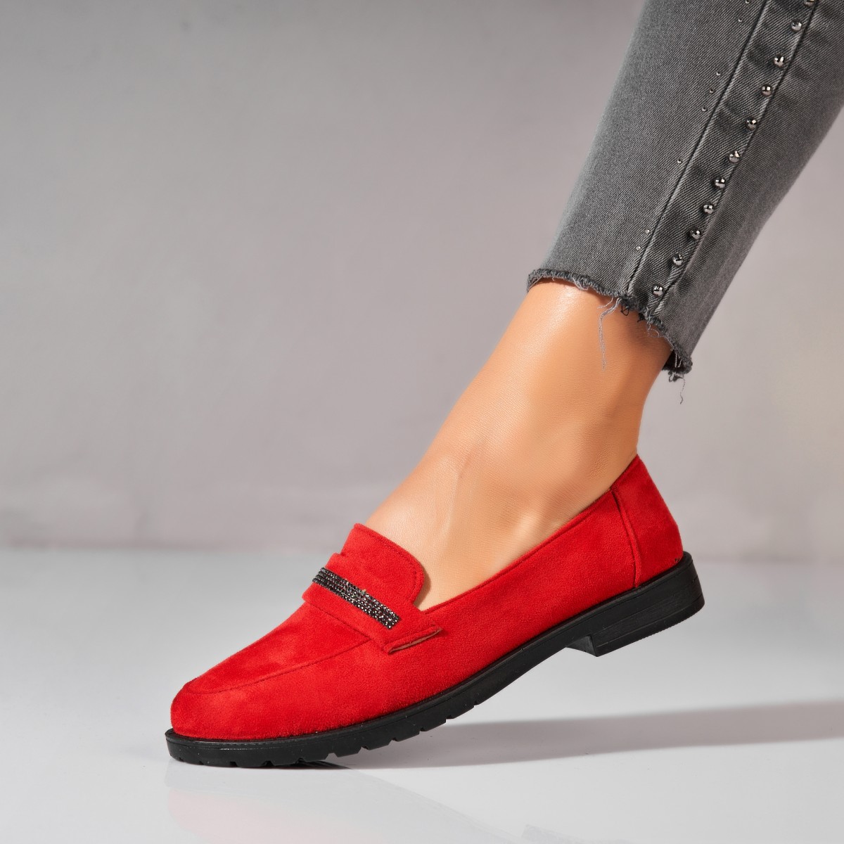 Poze Pantofi dama casual Rosii din Piele Ecologica Intoarsa Jessly