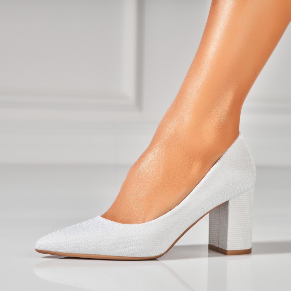 Poze Pantofi dama cu toc Albi din Textil Crosley