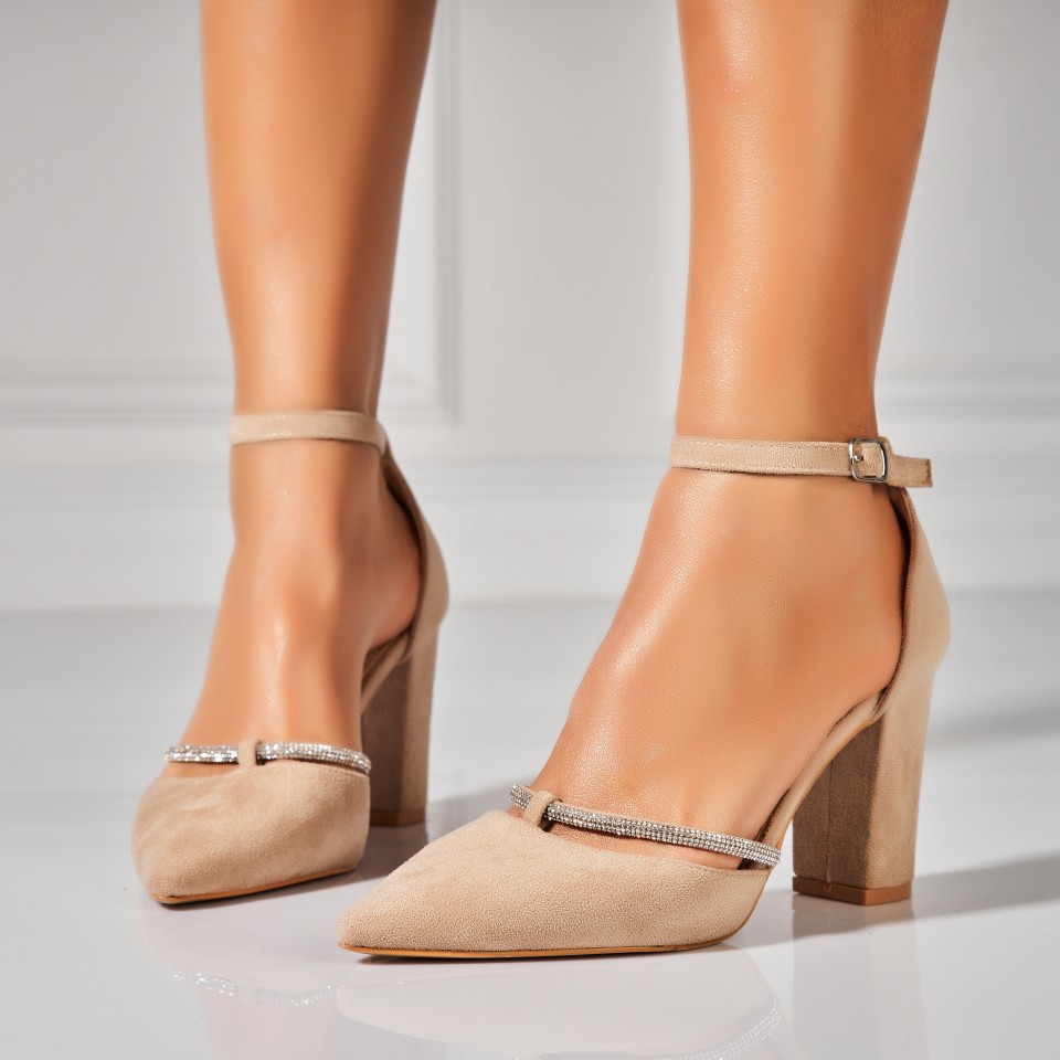 Poze Pantofi dama cu toc Kaki din Piele Ecologica Intoarsa Rhys