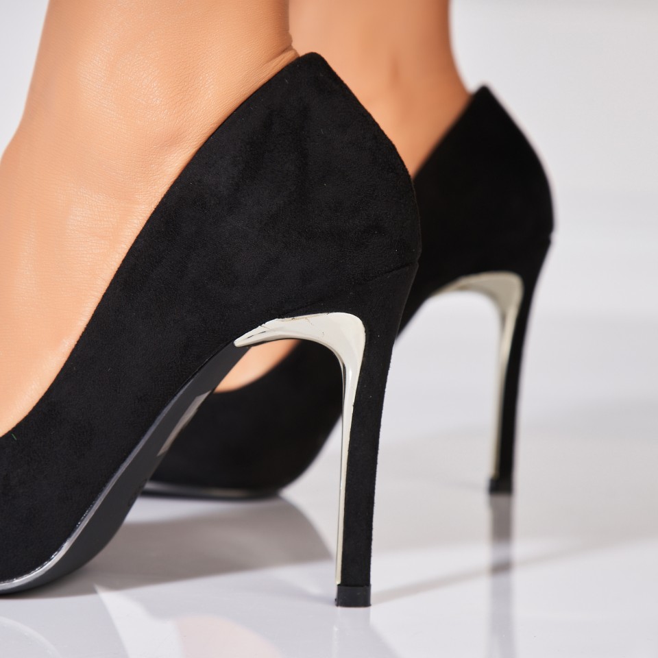 Poze Pantofi dama stiletto Negri din Piele Ecologica Intoarsa Kaisei