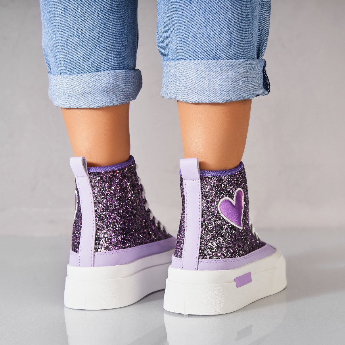 Poze Sneakersi dama Glitter Mov Habibi