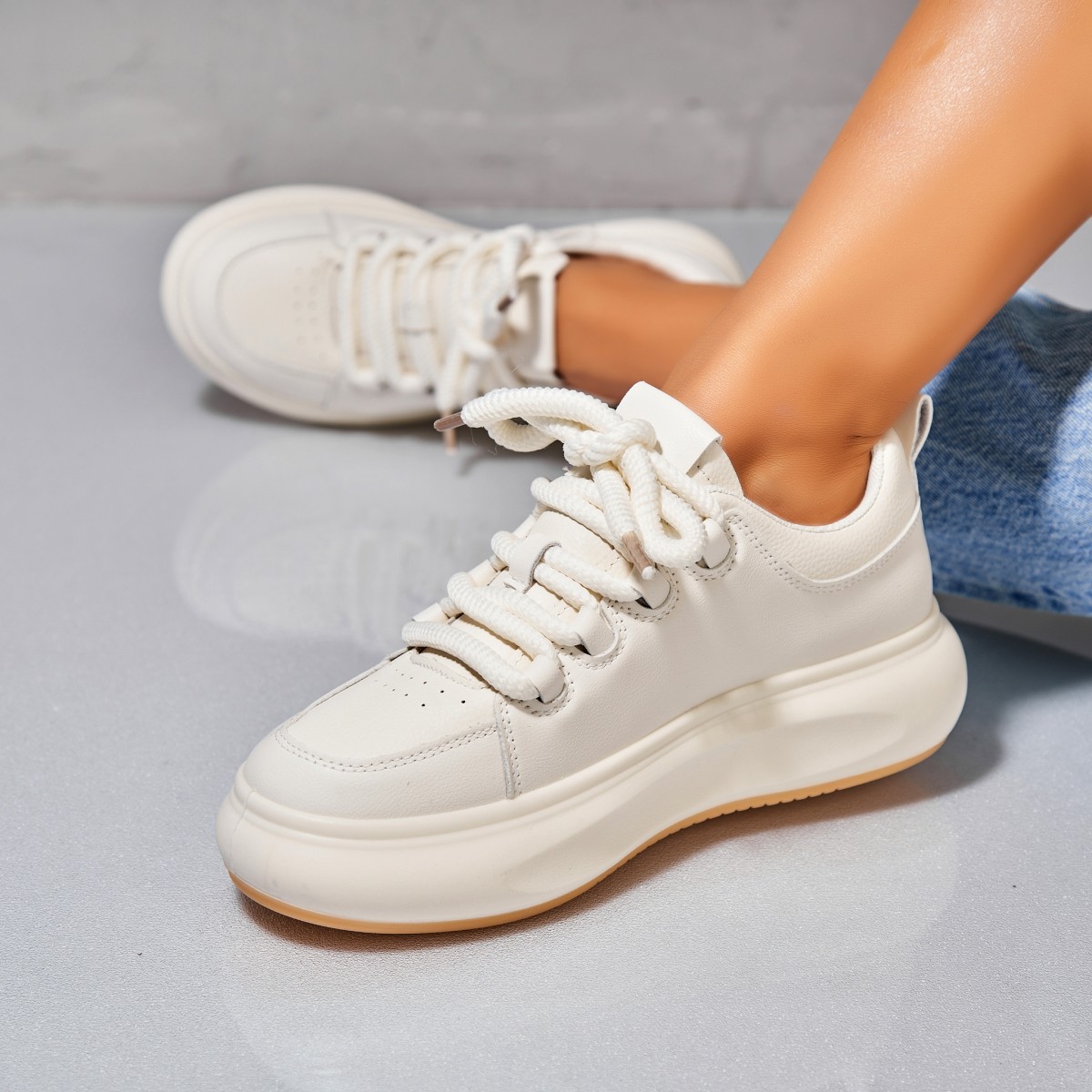 Poze Adidași damă Piele Ecologica Crem Ineza