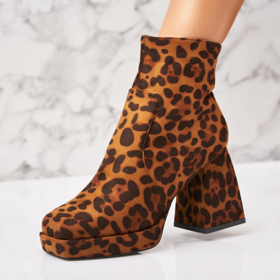 Poze Botine dama Imblanite Animal Print din Piele Ecologica Intoarsa Nevelle