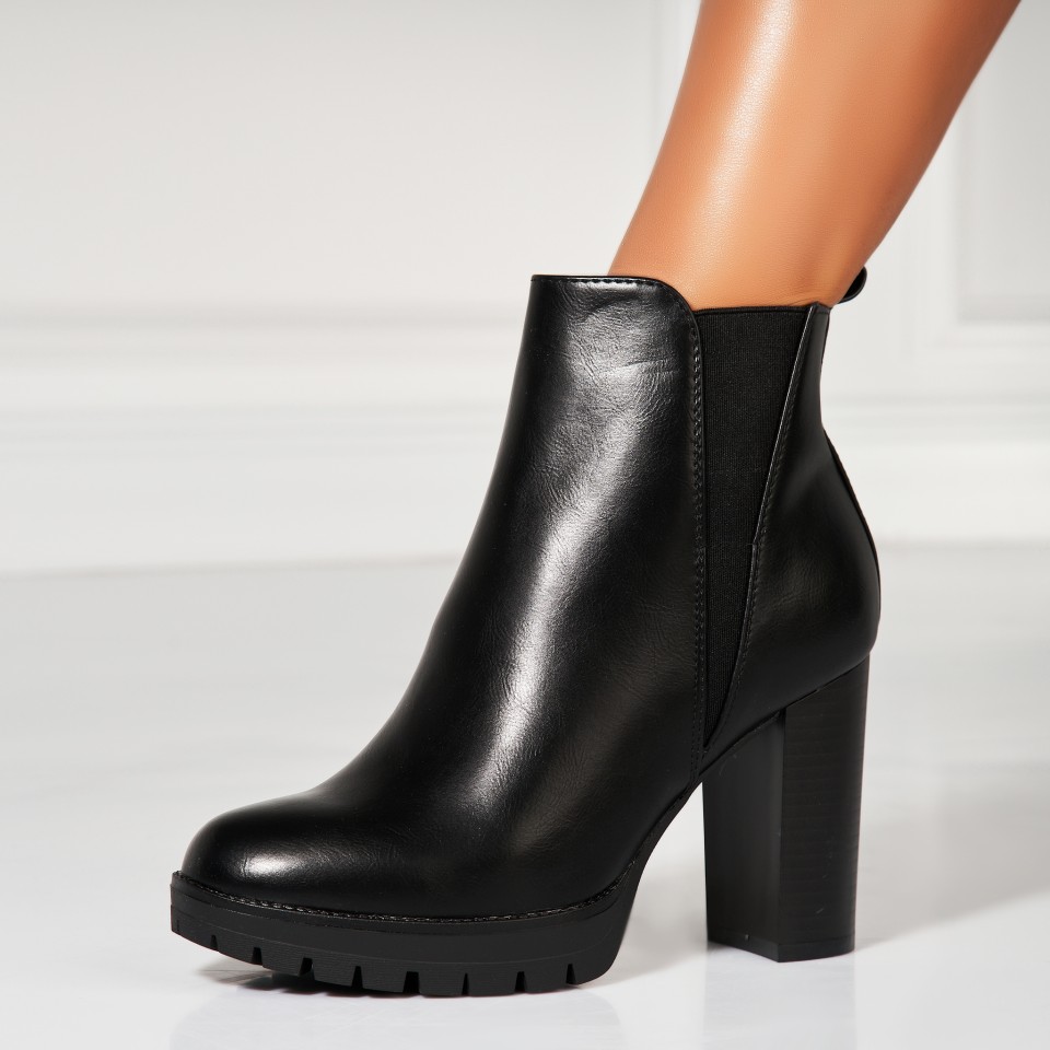 Poze Botine dama Imblanite Negre din Piele Ecologica Mariya