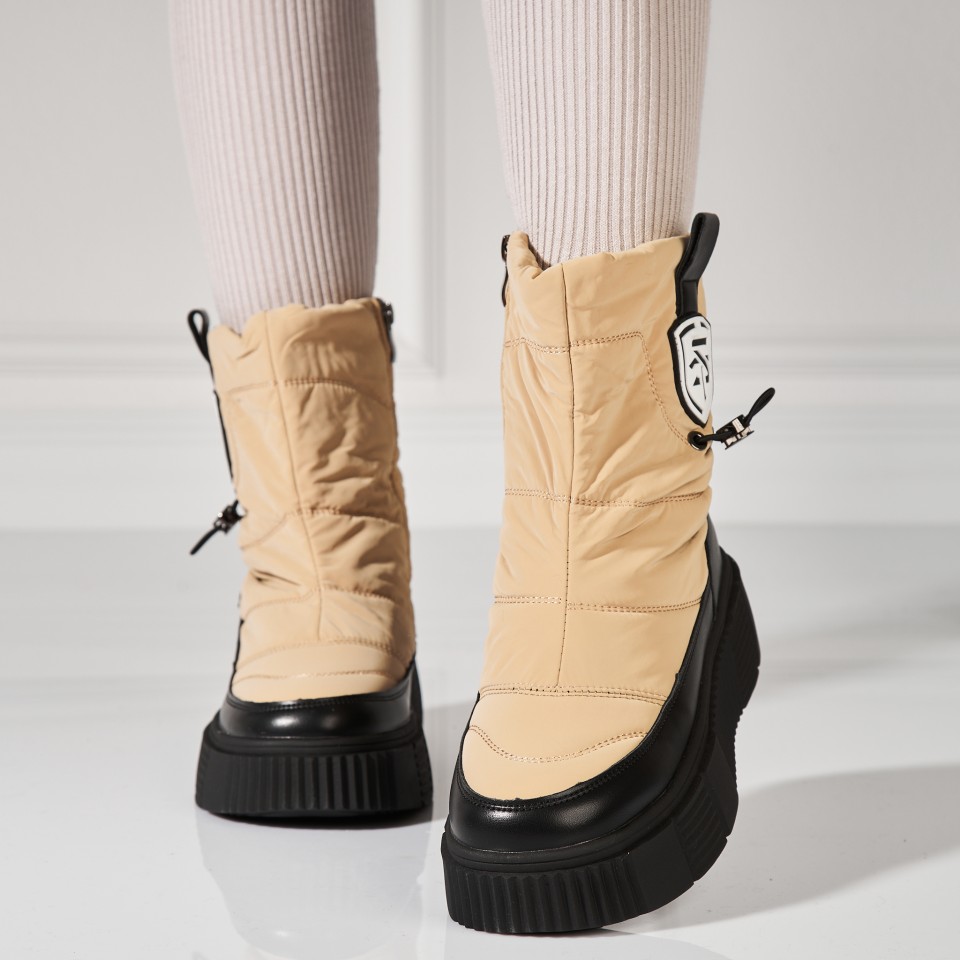 Poze Cizme Dama Imblanite Kaki din Piele Ecologica Nyra