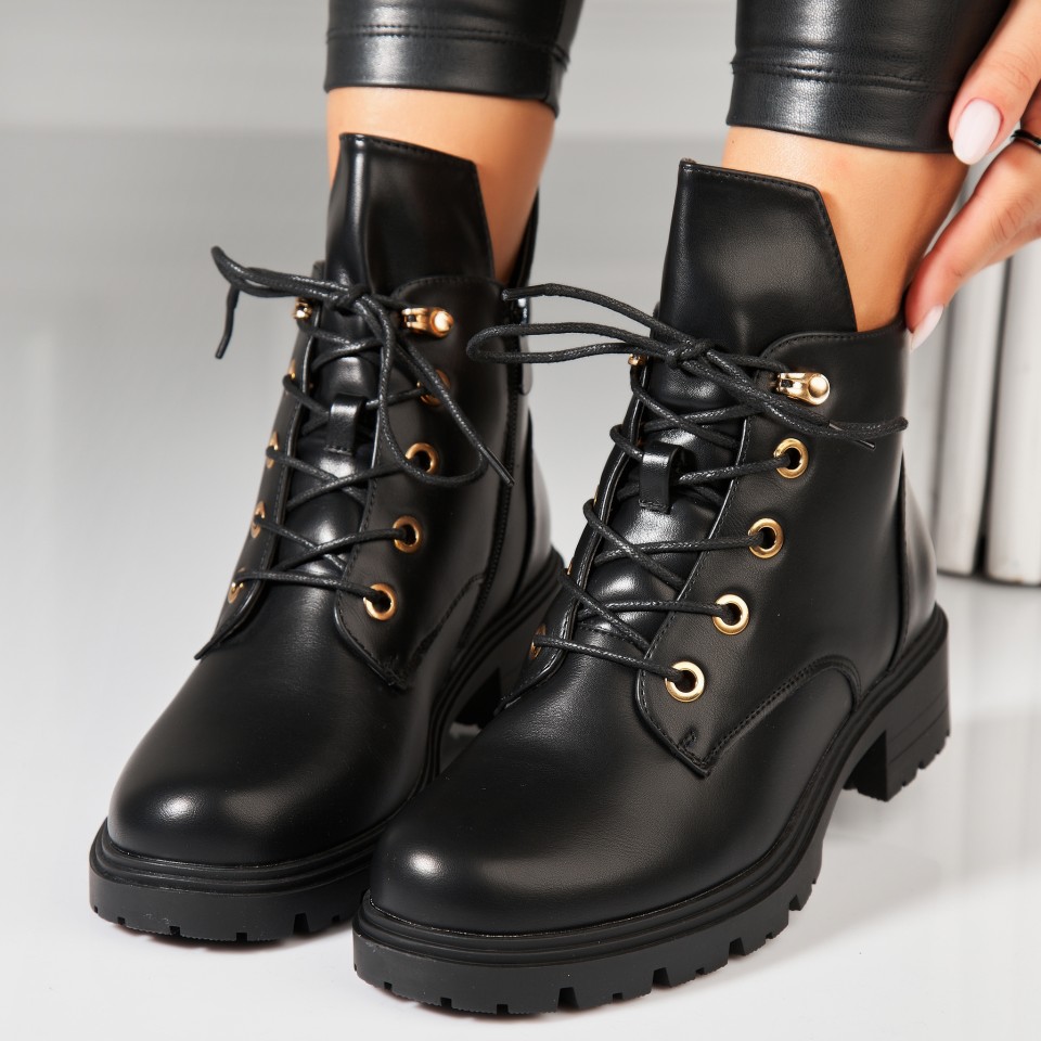 Poze Ghete Dama Imblanite Negre din Piele Ecologica Marilla