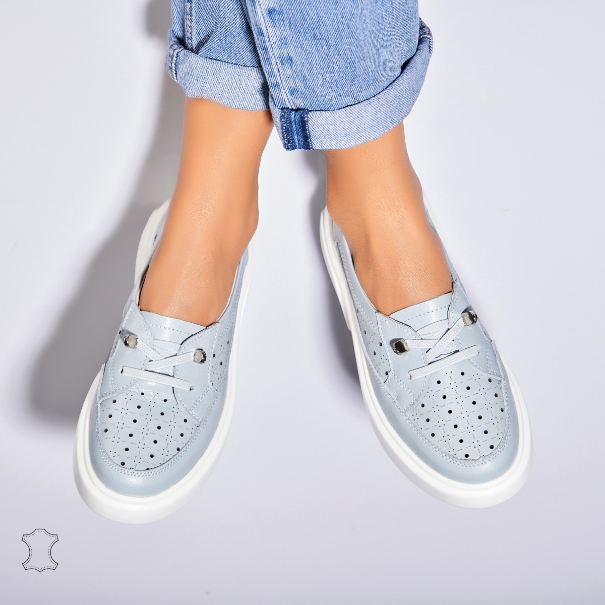 Poze Mocasini dama Piele Naturala Albastri Imre