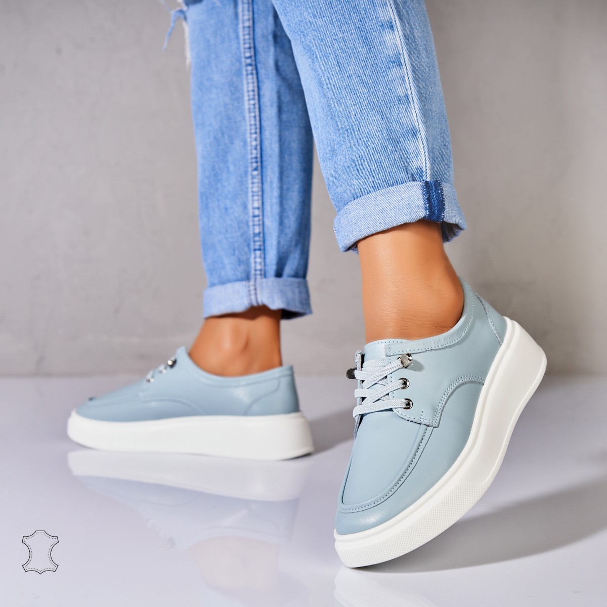 Poze Mocasini dama Piele Naturala Albastri Kensei