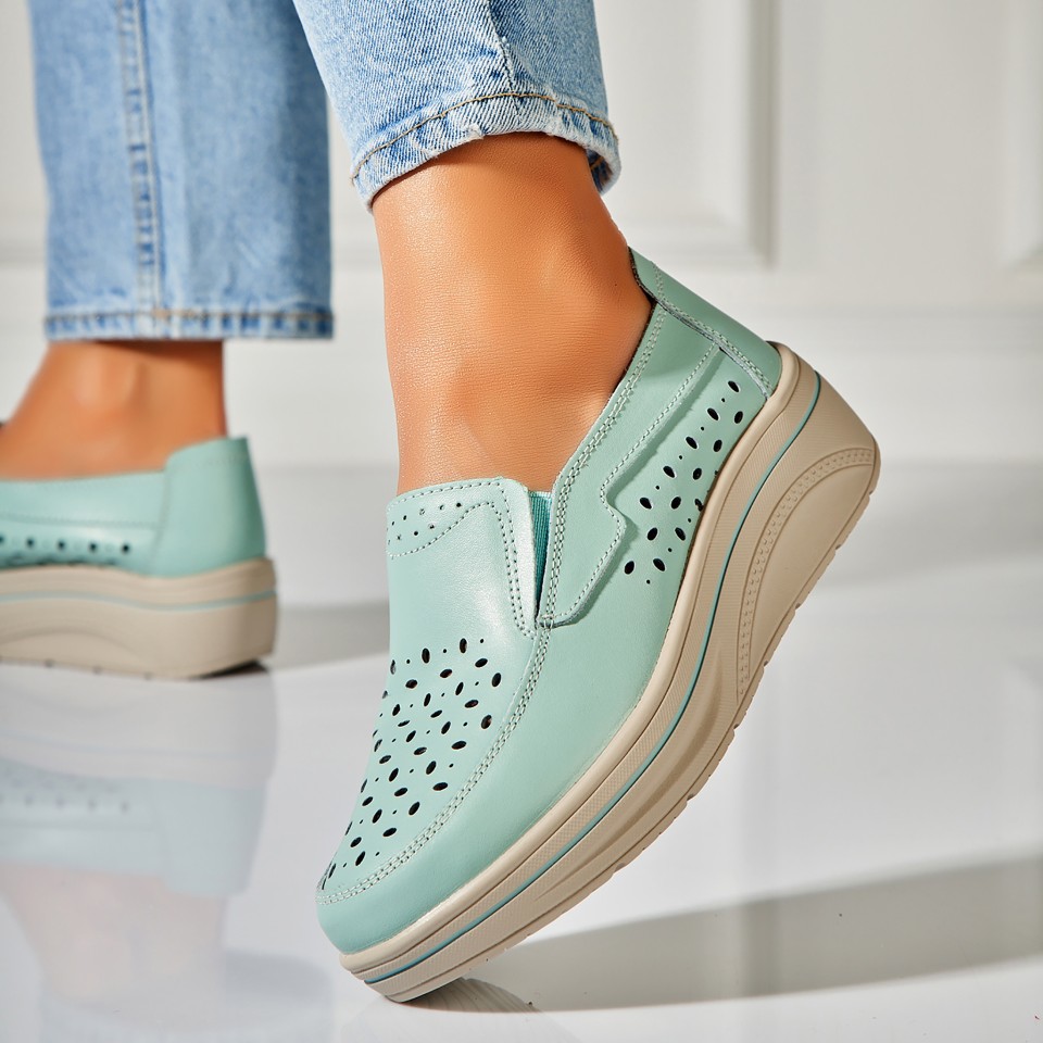 Poze Mocasini dama Piele Naturala Albastri Nazari