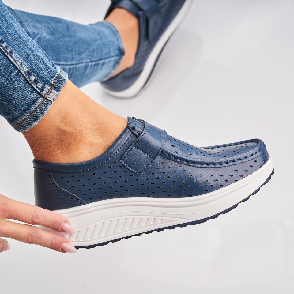 Poze Mocasini dama Piele Naturala Bleumarin Haya