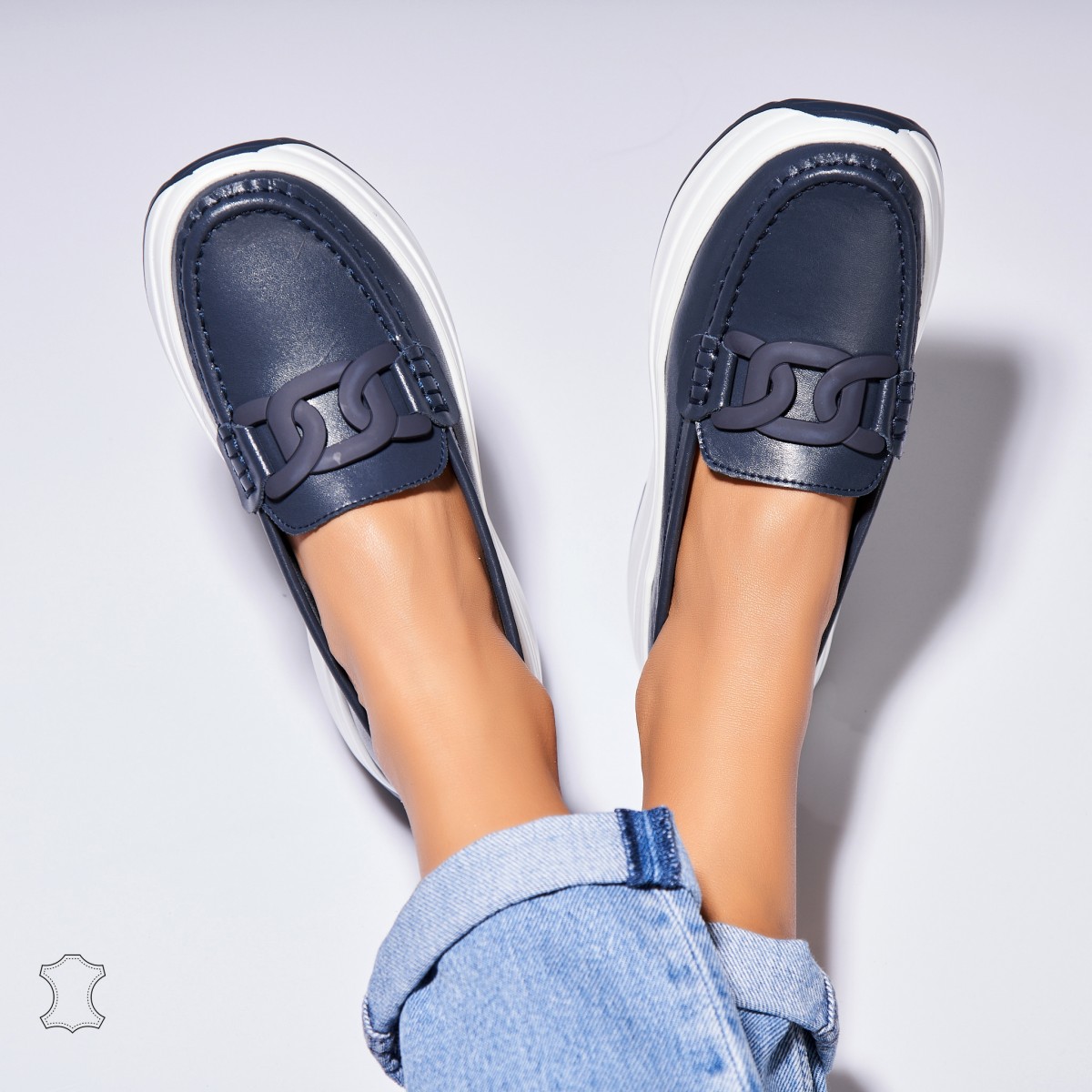 Poze Mocasini dama Piele Naturala Bleumarin Markai