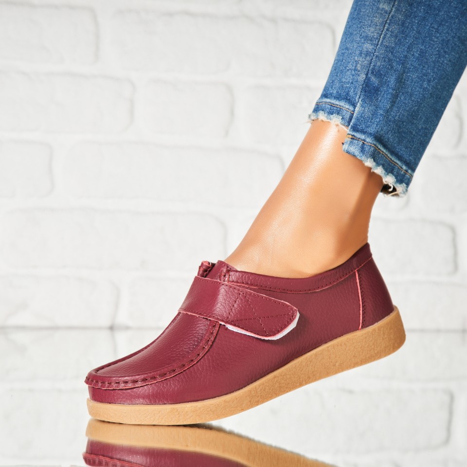 Poze Mocasini dama Piele Naturala Bordo Genesi