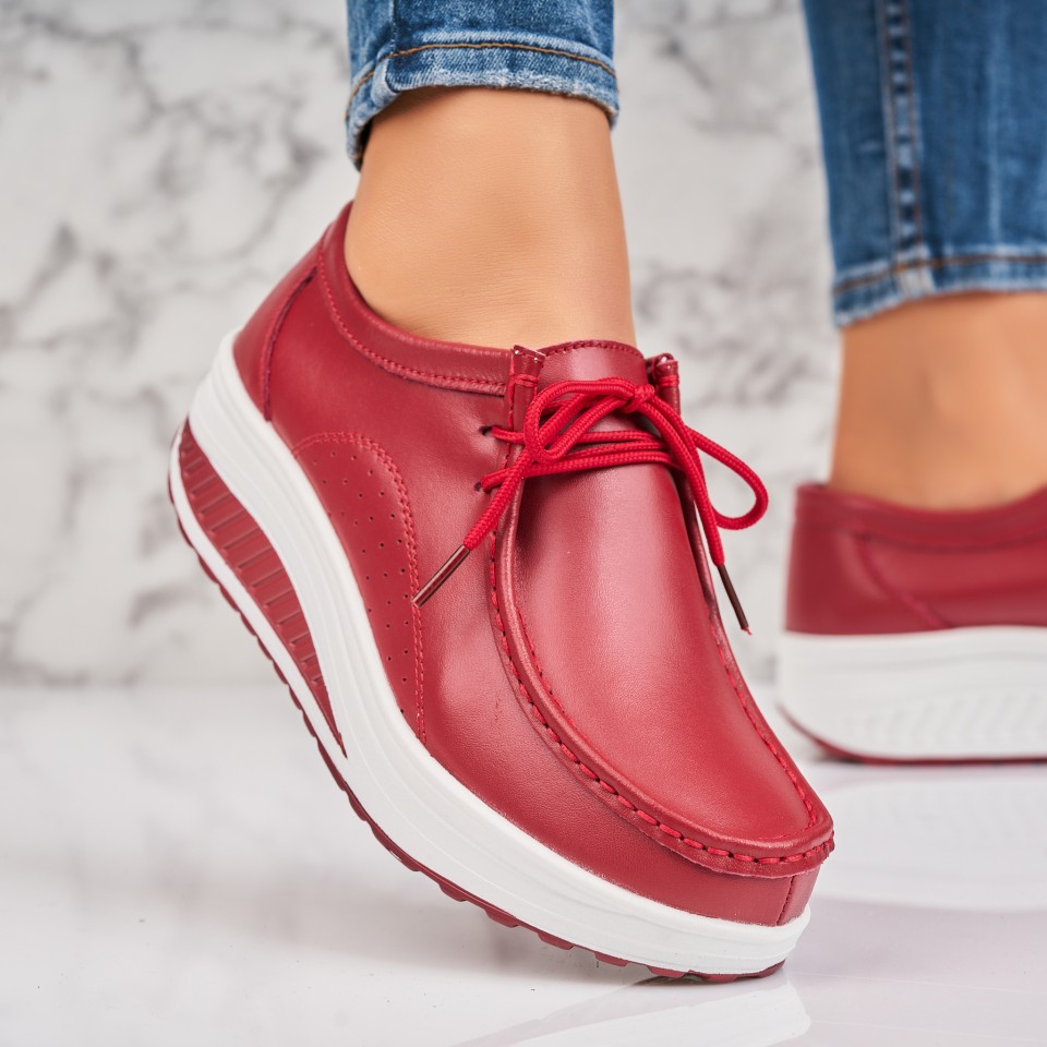 Poze Mocasini dama Piele Naturala Bordo Judea