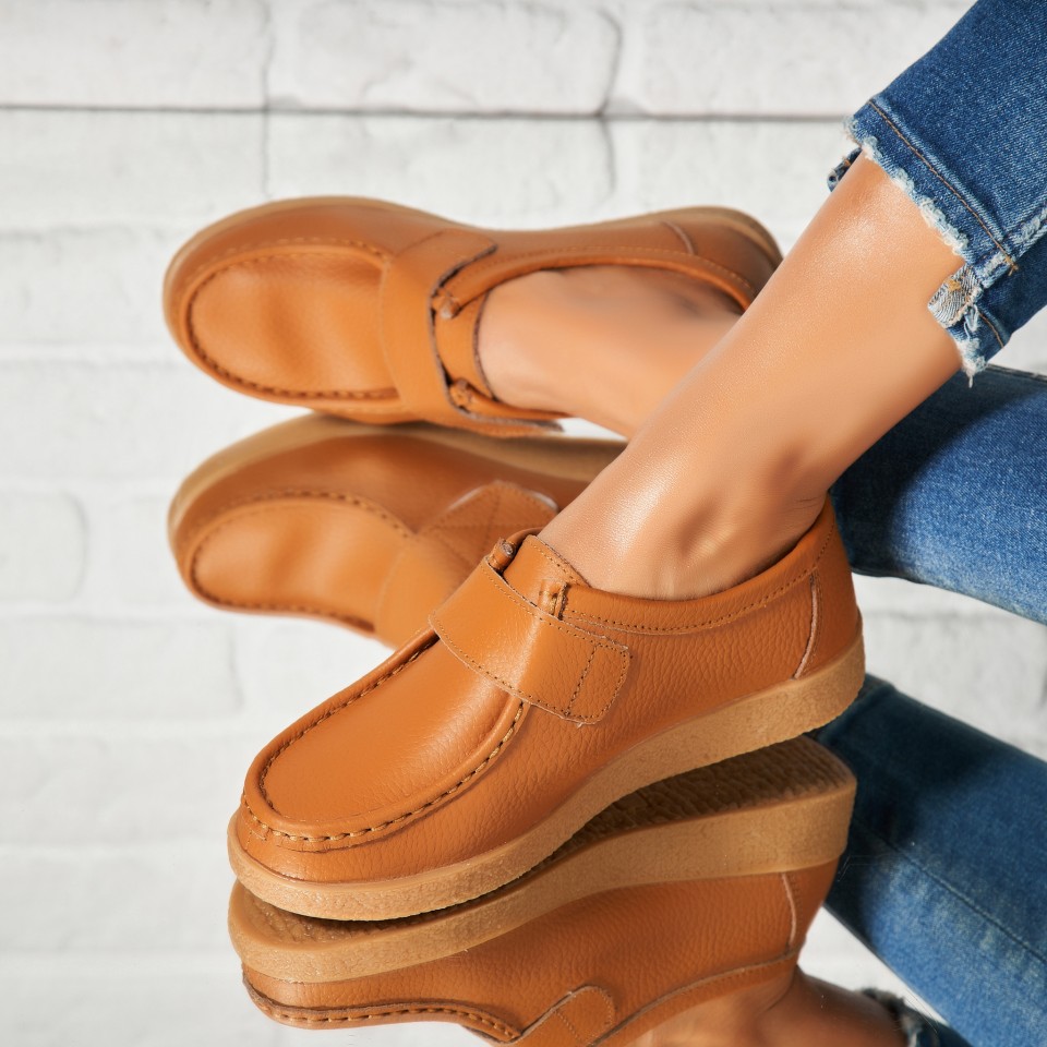 Poze Mocasini dama Piele Naturala Camel Genesi