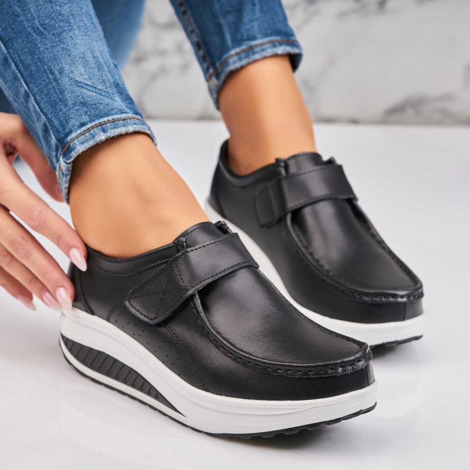 Poze Mocasini dama Piele Naturala Negri Emika