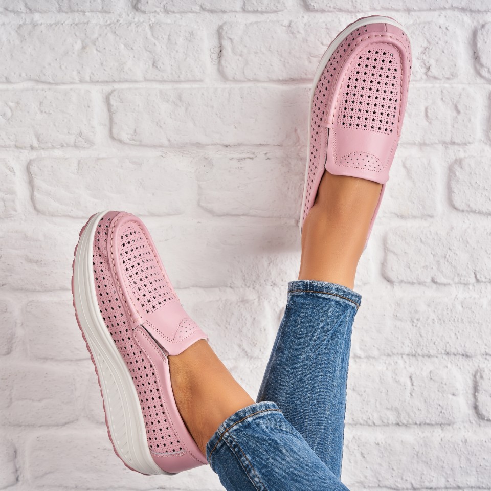 Poze Mocasini dama Piele Naturala Roz Dara