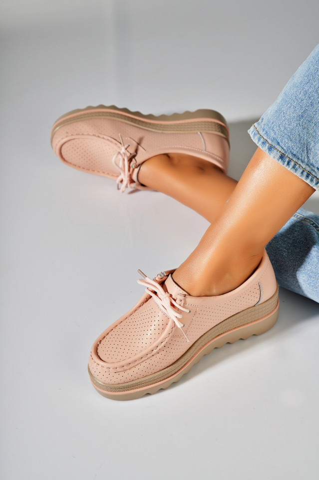 Poze Mocasini dama Piele Naturala Roz Maive