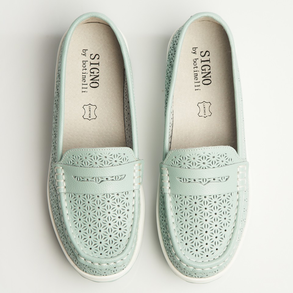 Poze Mocasini dama Piele Naturala Turcoaz Clara