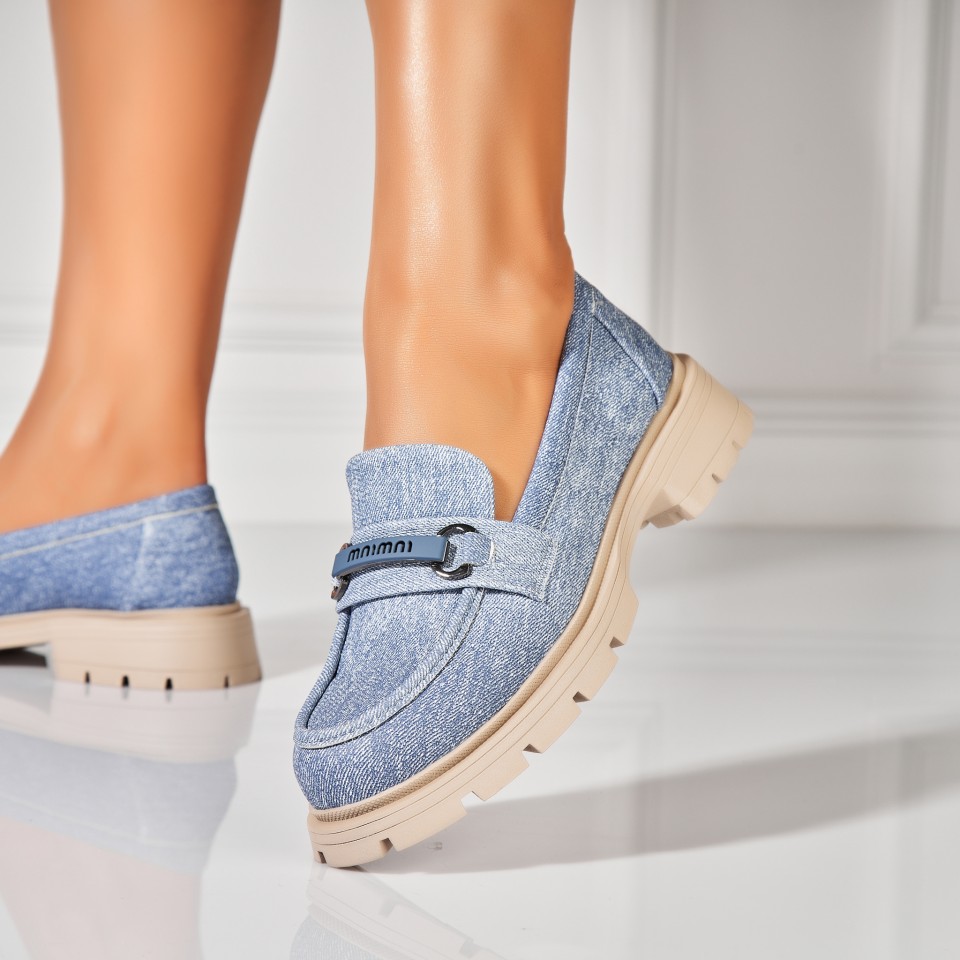 Poze Pantofi dama casual Albastri din Piele Ecologica Moshe