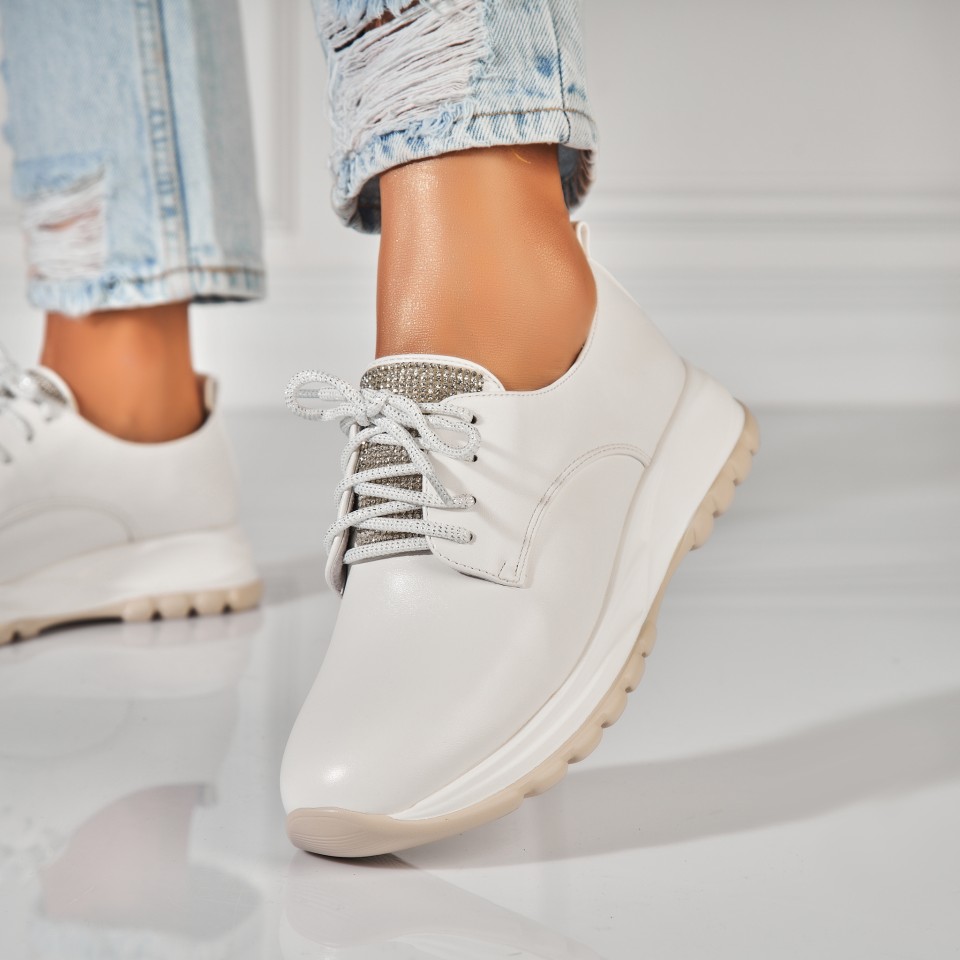 Poze Pantofi dama casual Albi din Piele Ecologica Elisa