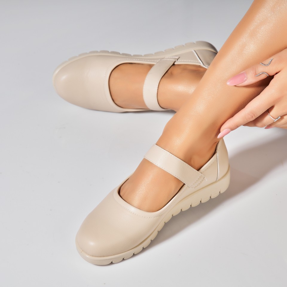 Poze Pantofi dama casual Bej din Piele Ecologica Ayana