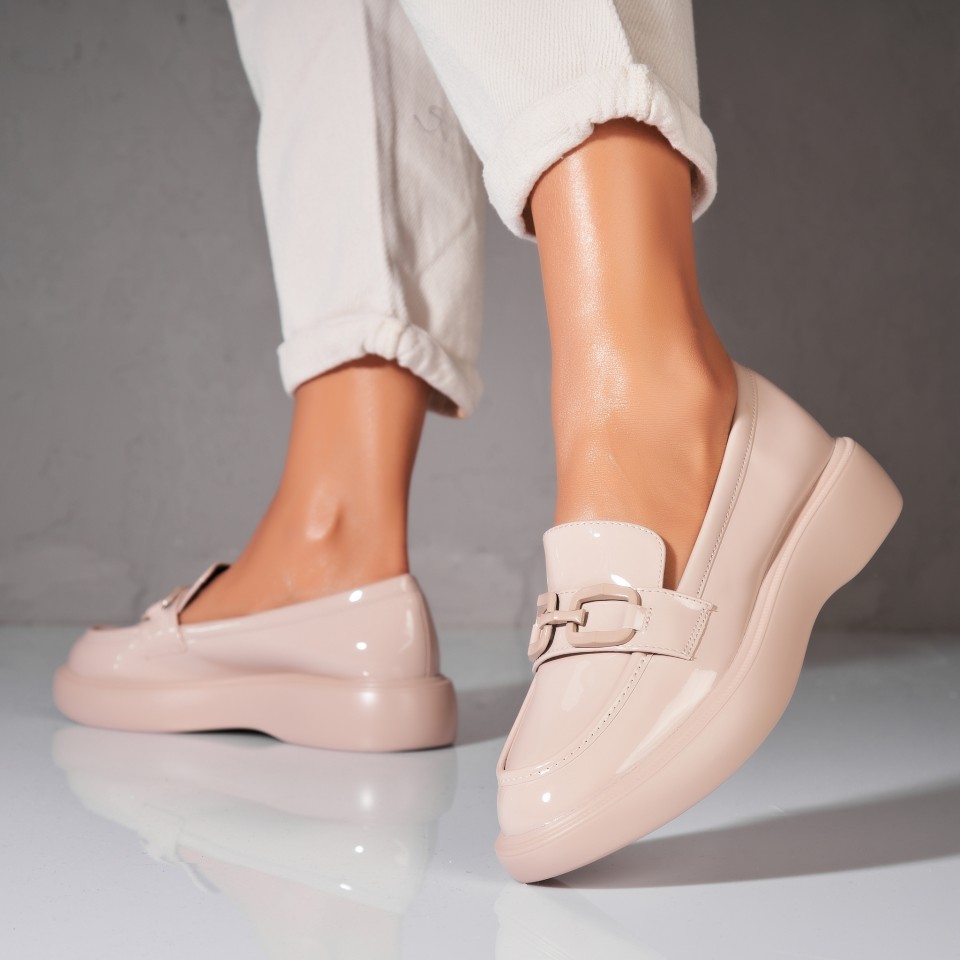 Poze Pantofi dama casual Bej din Piele Ecologica Lacuita Adalie