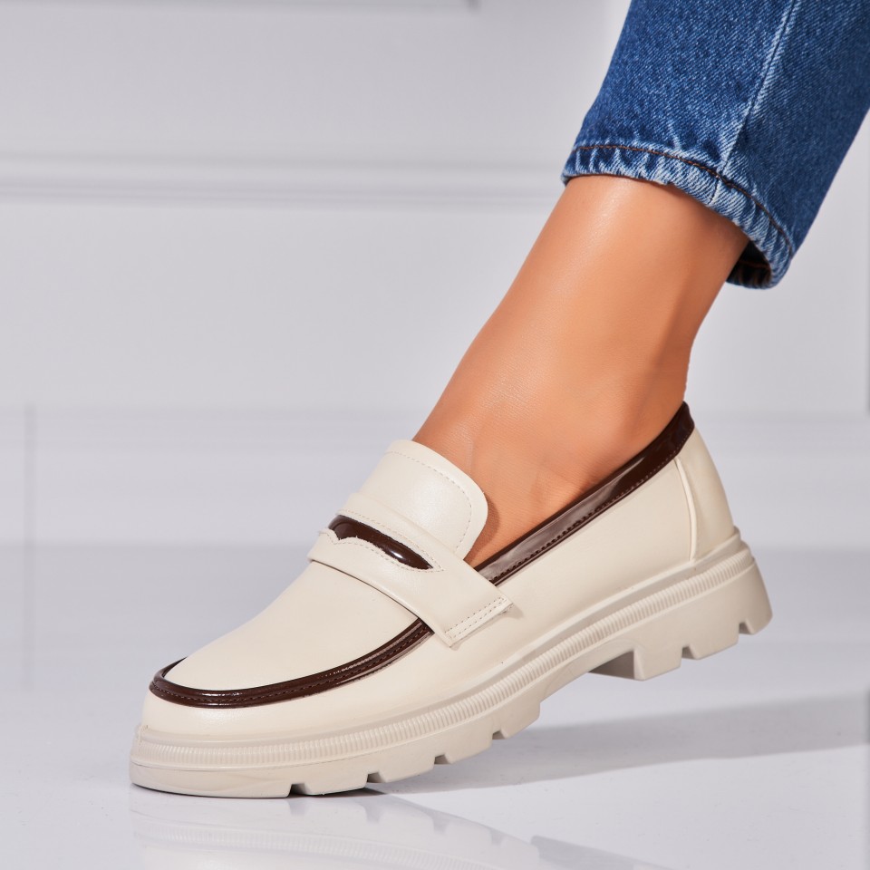 Poze Pantofi dama casual Bej din Piele Ecologica Yime