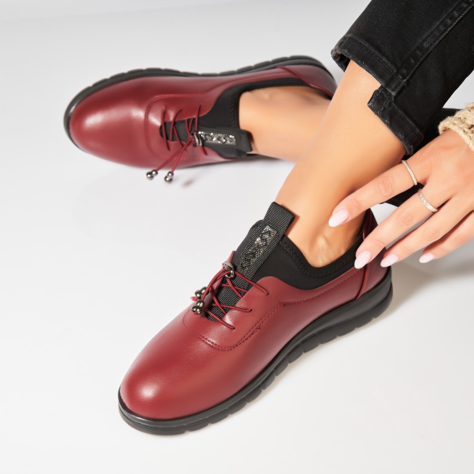 Poze Pantofi dama casual Bordo din Piele Ecologica Kailana