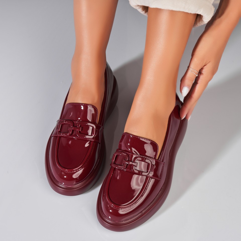 Poze Pantofi dama casual Bordo din Piele Ecologica Lacuita Adalie
