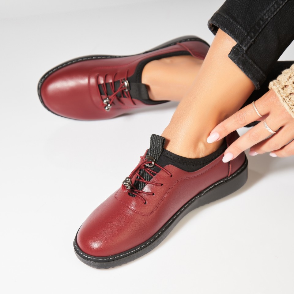 Poze Pantofi dama casual Bordo din Piele Ecologica Nishma