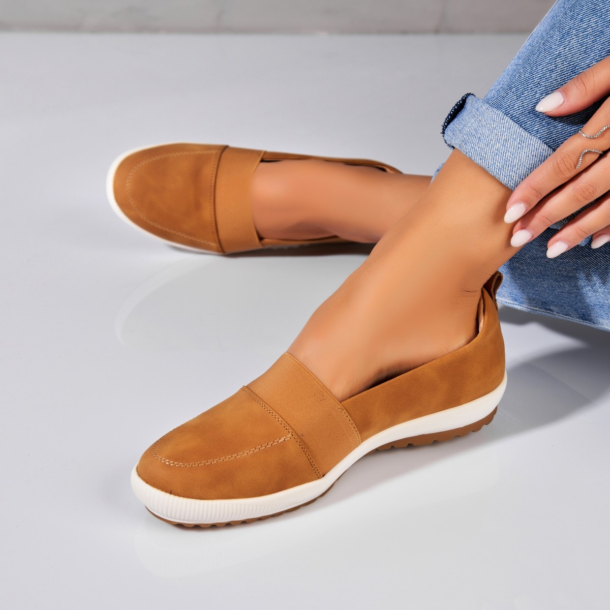 Poze Pantofi dama casual Camel din Piele Ecologica Olesia